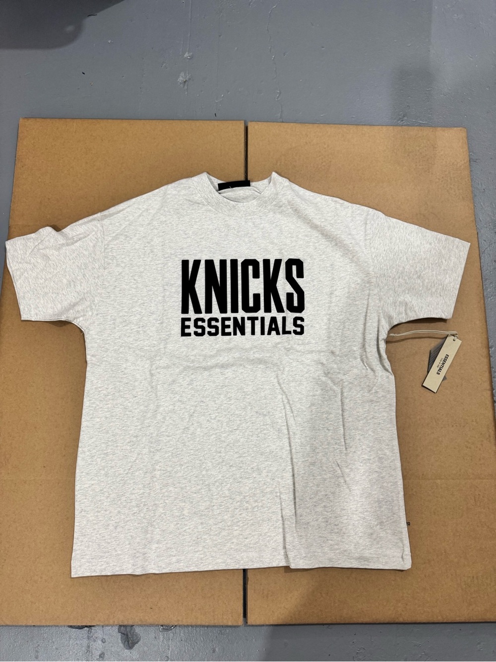 Essentials KNICKS Short Sleeve Tee - Light Gray with Black Logo